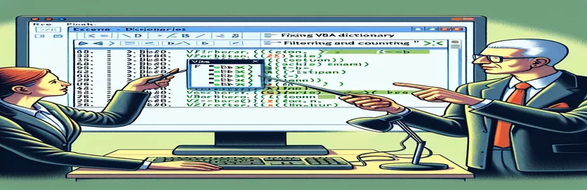 Løsning av Excel VBA-ordbokproblemer for filtrering og telling av rader