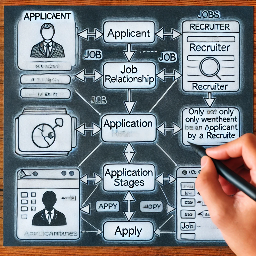 Selecionando um atributo complexo ou relacionamento ternário em um ERD para um sistema de recrutamento de empregos