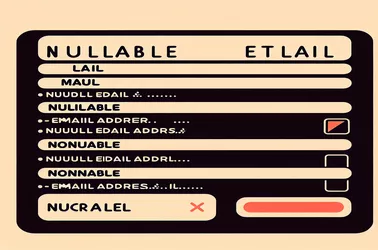 Null 許容および Null 非許容の電子メール入力の処理